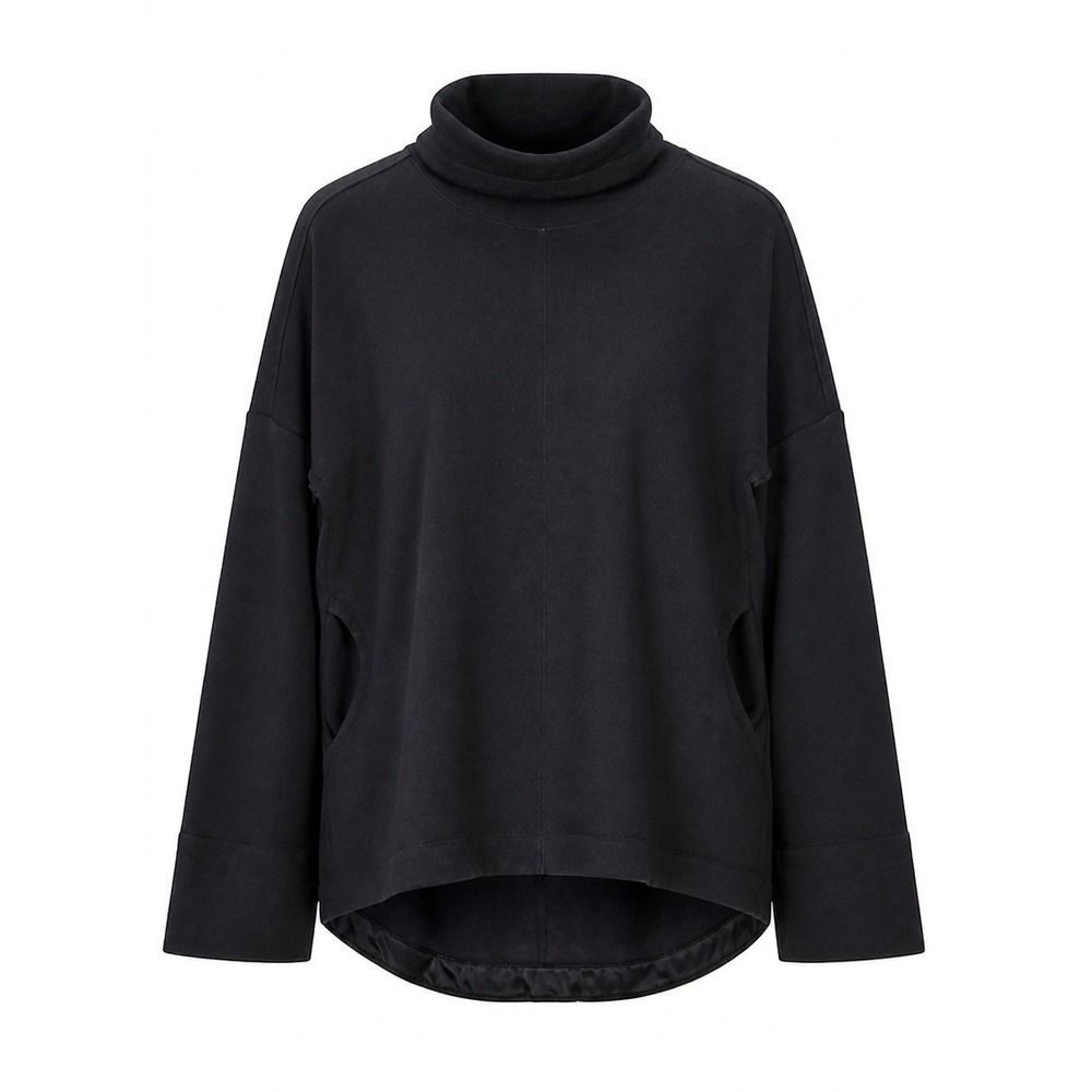 Athleta Cozy Karma Funnel Neck Sweatshirt Black Fleece Lined XS Oversized